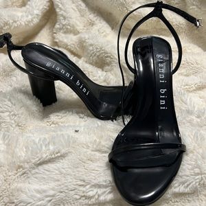 Gianni Bini heeled sandals. Sz 6.5. Black patent leather. Gently worn.